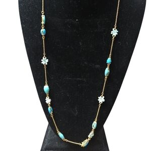 NWT (#326) Kate Spade Gold Necklace with Turquoise Accents